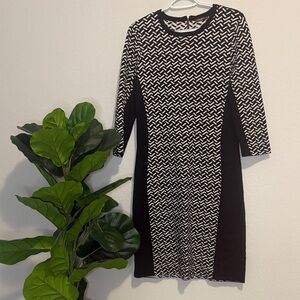 J. McLaughlin Black and White 3/4 sleeve sweater Dress M